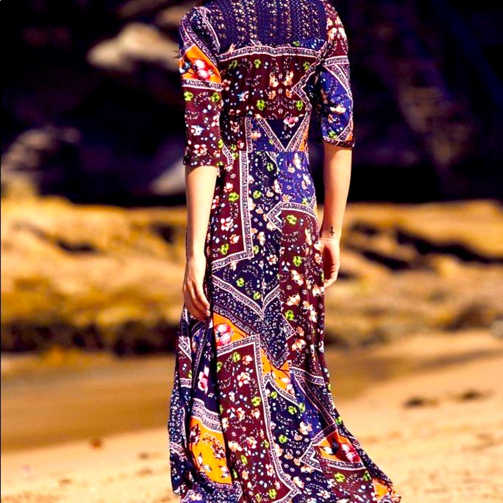 Jaase Patches Patchwork Mixed Media Print Maxi Dress - Picture 4 of 8